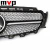 FCM5   Diamonds Style Racing Grille With Car Front Bumper Grill Silver Border Mirror 3D Emblem Logo For Mercedes Benz E W213 16-20 E300
