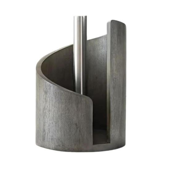 Mountain Paper Towel Holder Countertop with Wood Round Base And Iron Holder One-Hand Tearing Wood Paper Towel Holder for Kitchen Dining Room