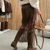 Trendix Women Patchwork Lace Skirts 2025 New High Waist Slim Hollow Out Maxi Skirts Autumn Brown Fashion Party Club Boho Skirt