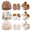 Set da 3 Pezzi Cappellino Guanti Calzini in Cotone per Neonato Anti Graffi Protezione Completa Manopole Copripiedi Accessori per Neonati