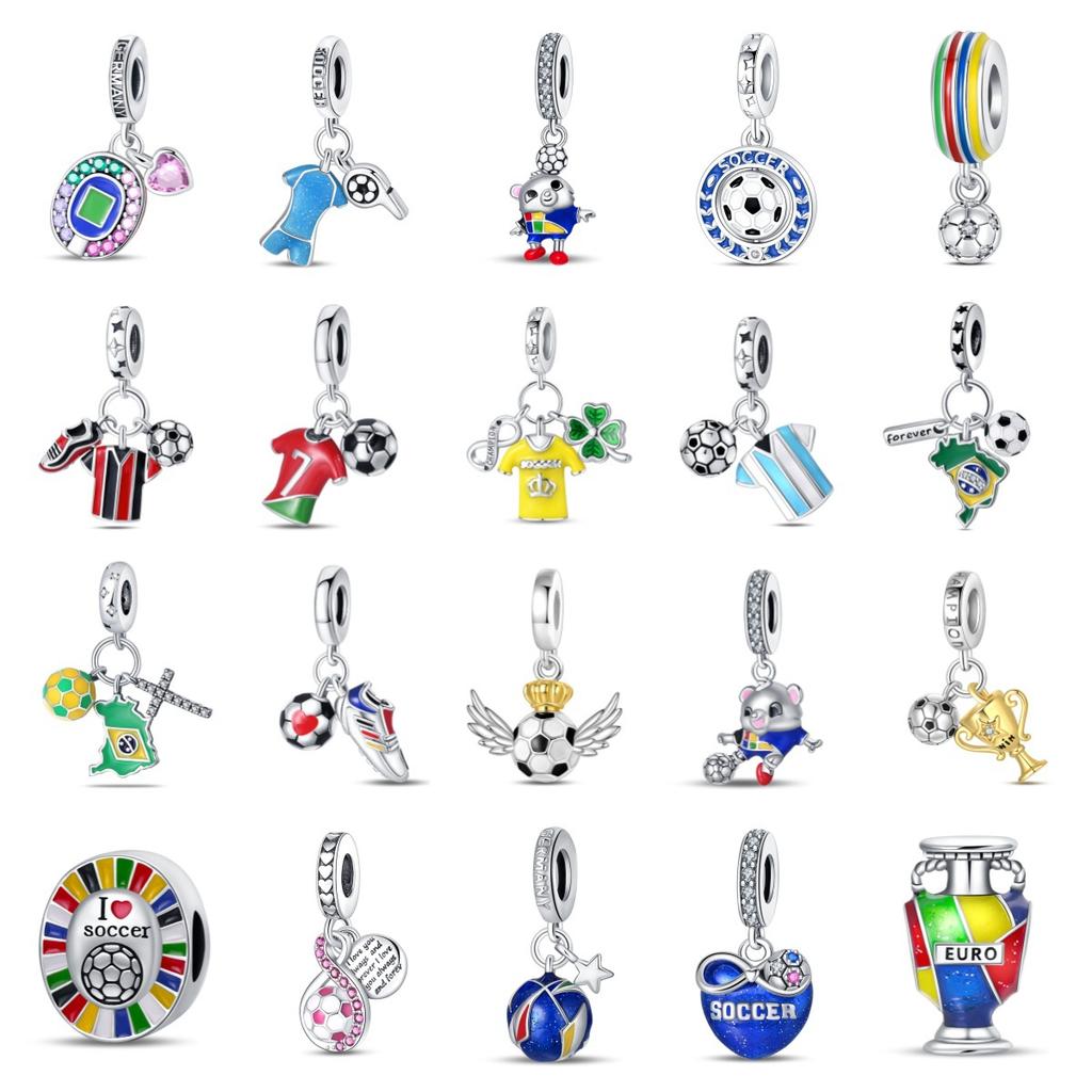 2026 Pendant Charm World Cup Football Sports Charm Beads DIY Jewelry Bracelet Accessories 925 Silver