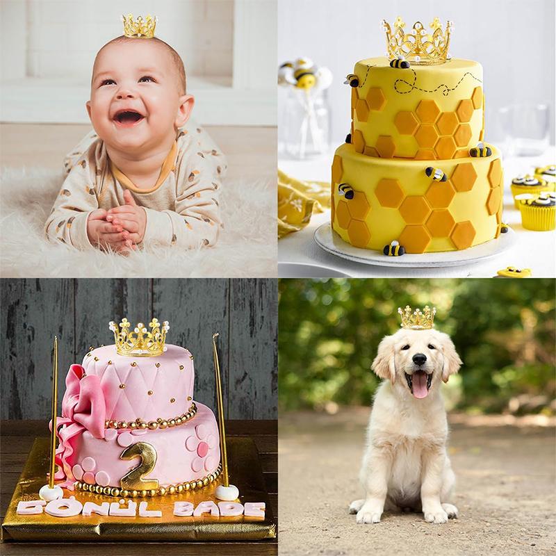 1/50pcs Mini Crown Cake Decoration Tiny Baby Small Pearl Tiara Crown Princess Topper Children Hair Ornaments Party Cake Decors