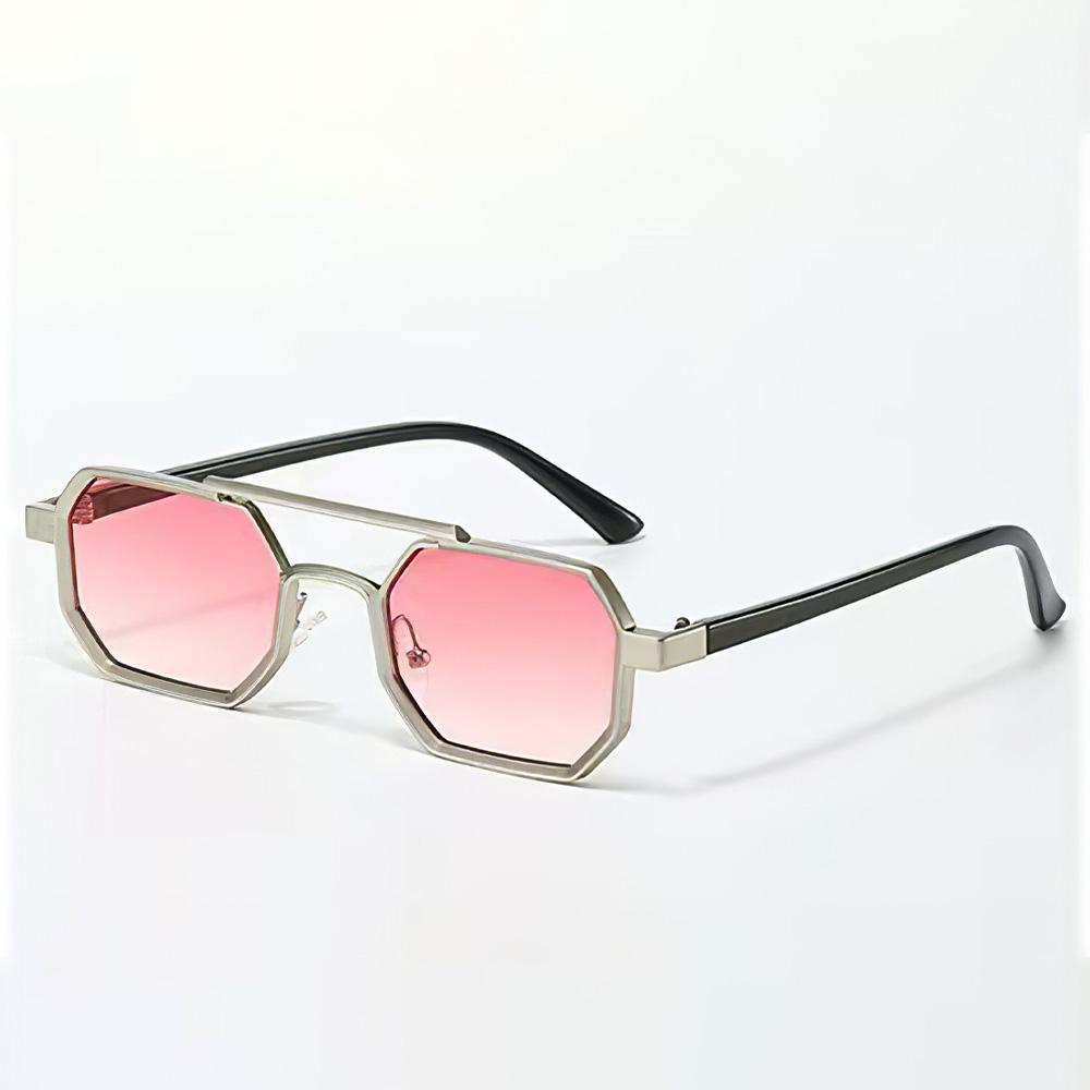 Vintage Sunglasses For Women Fashionable Octagonal Golden Frame Black Lens Glasses With Slender Metal Strip Glasses Women