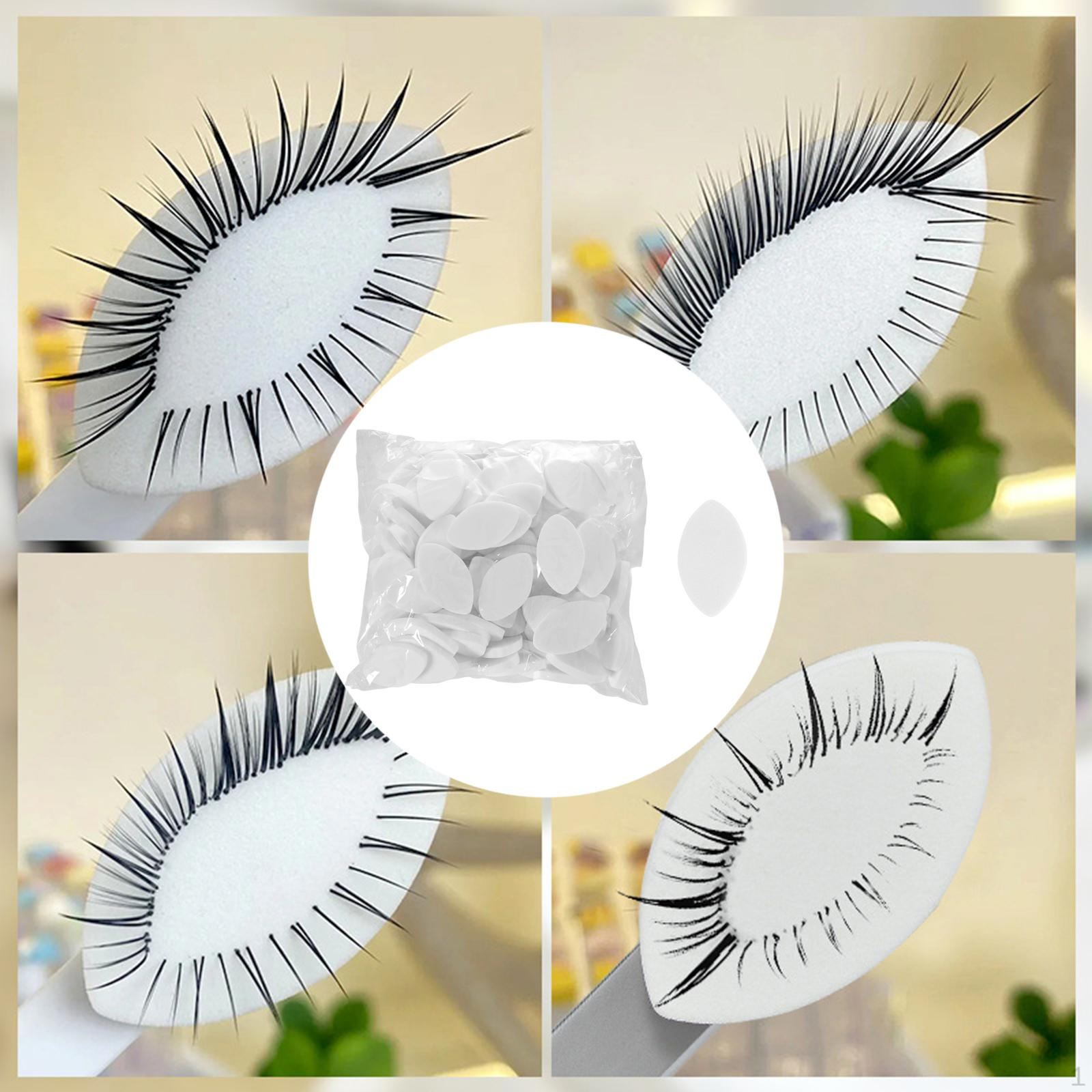 

100 Pieces Eye Shaped Practice Sponges Eyelash Extension Tool for Beginners Lash White