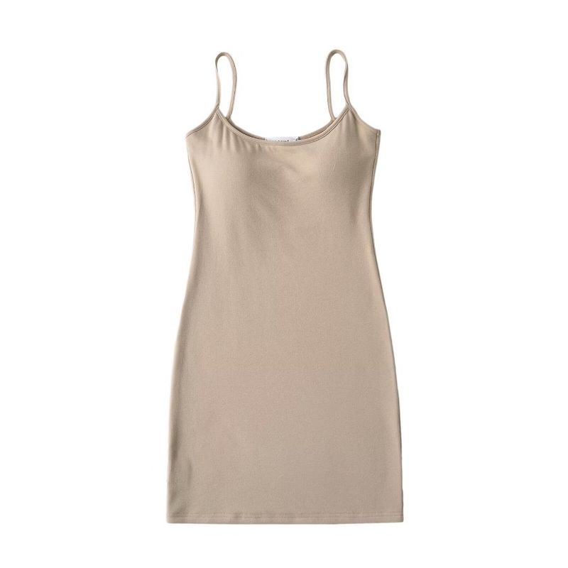 

Akiyo Studio Summer Detachable Pure Color Sexy High Waist Hip Spaghetti Straps Dress Skirt with Chest Pad Khaki M