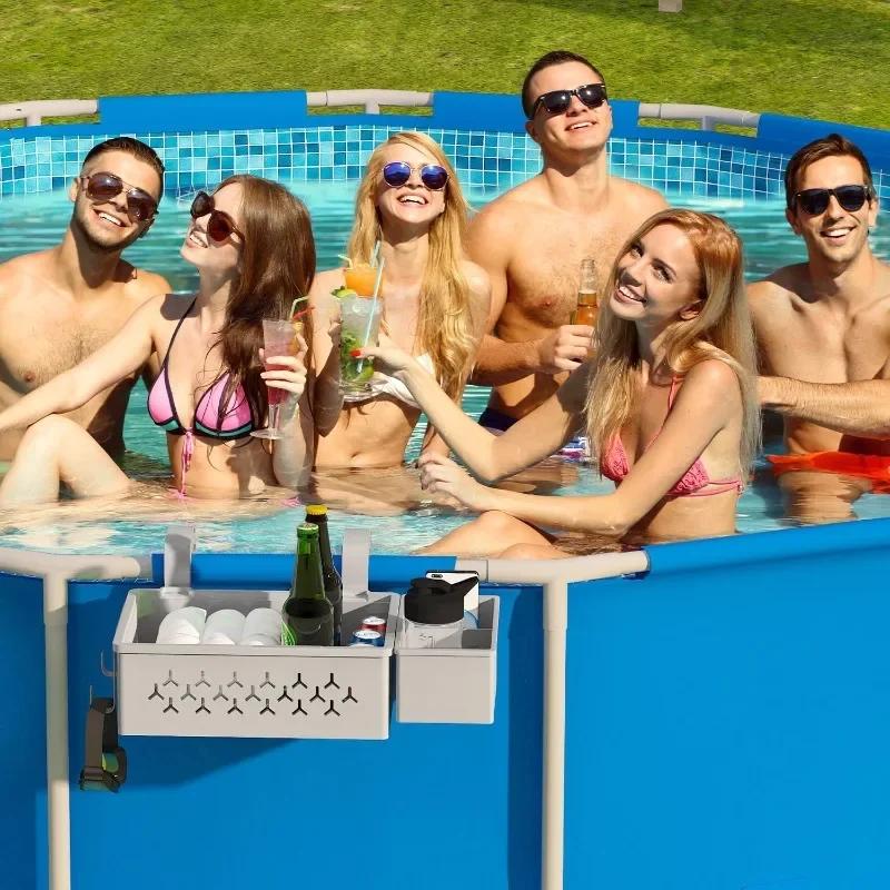 Pool Accessories Storage Basket Above Ground Pool Poolside Storage Basket Swimming Pool Cup Holder Organize Cup Towel Holder