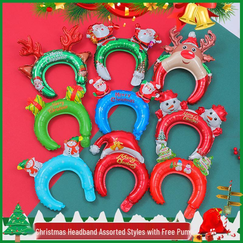 Large Base Christmas Tree Decoration with Santa, Reindeer, and Snowman Balloons for Kindergarten