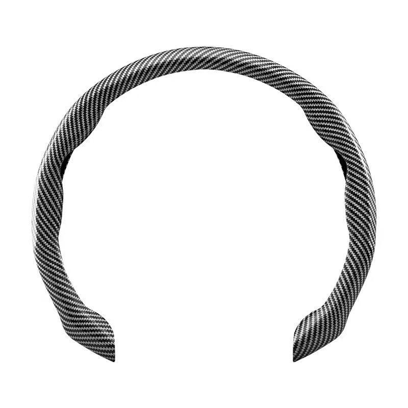Carbon Fiber Pattern Anti-Slip Leather Steering Wheel Cover for Various Car Models
