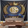FC Schalke 04 Fußballclub Wappen Wandteppich Goldene Krone Lorbeerkranz Blau Königliche Fan-Dekoration für Schlafzimmer Man Cave Geschenk