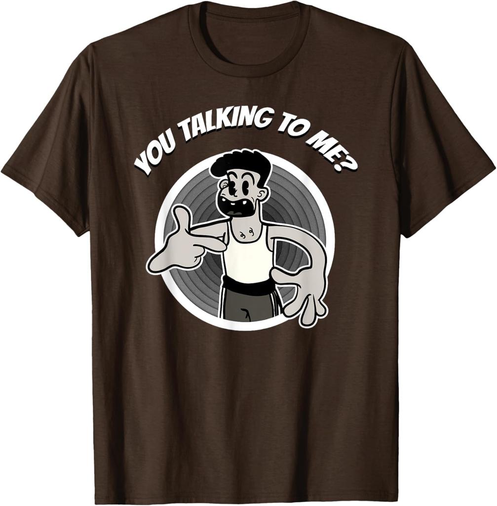 You Talking To Me Retro Cartoon Graphic Tee Men Casual Breathable Cotton TShirt