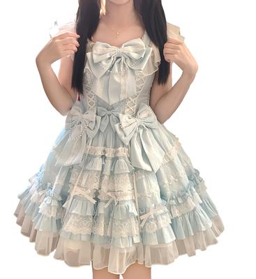 Jundakara Lolita Cosplay Open Shoulder and Detachable French Princess Size M Women's Dress, JSK, Costume, Lace, Ruffles, Ribbon, Lace-Up, Lolita,