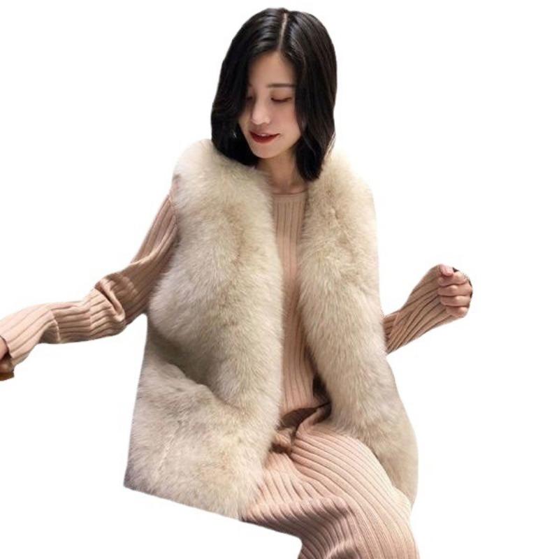 Fur Vest Women's Short Autumn and Winter New Slim and Thin Imitation Fox Fur Vest Fur Vest