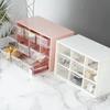 Ins Nine-grids Storage Box Dustproof Drawer Type Box Desktop Stationery Jewelry Cosmetics Storage With Lovely Stickers