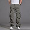 Pánské volné ležérní pracovní kalhoty s více kapsami, kalhoty se stahovací šňůrkou v pase