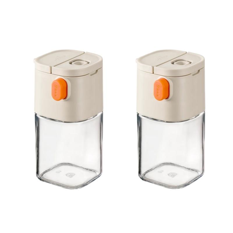 180ml New Double Mouth Seasoning Flask Salt Shaker Moisture Proof Sealing Glass Subpackage Flask Kitchen Pepper Seasoning Flask