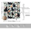 1Pc Botanical Shower Curtain — Abstract Black Cat With Floral & Leaf Motifs, Printed On Polyester For Bathroom Decor