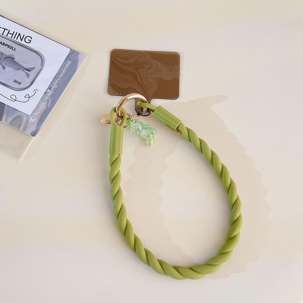 Fashion Colorful Silicone Phone Chain Wrist Bracelet Lanyard with Cute Bear Charm Handmade Jewelry Style Loss Mobile Phone Strap