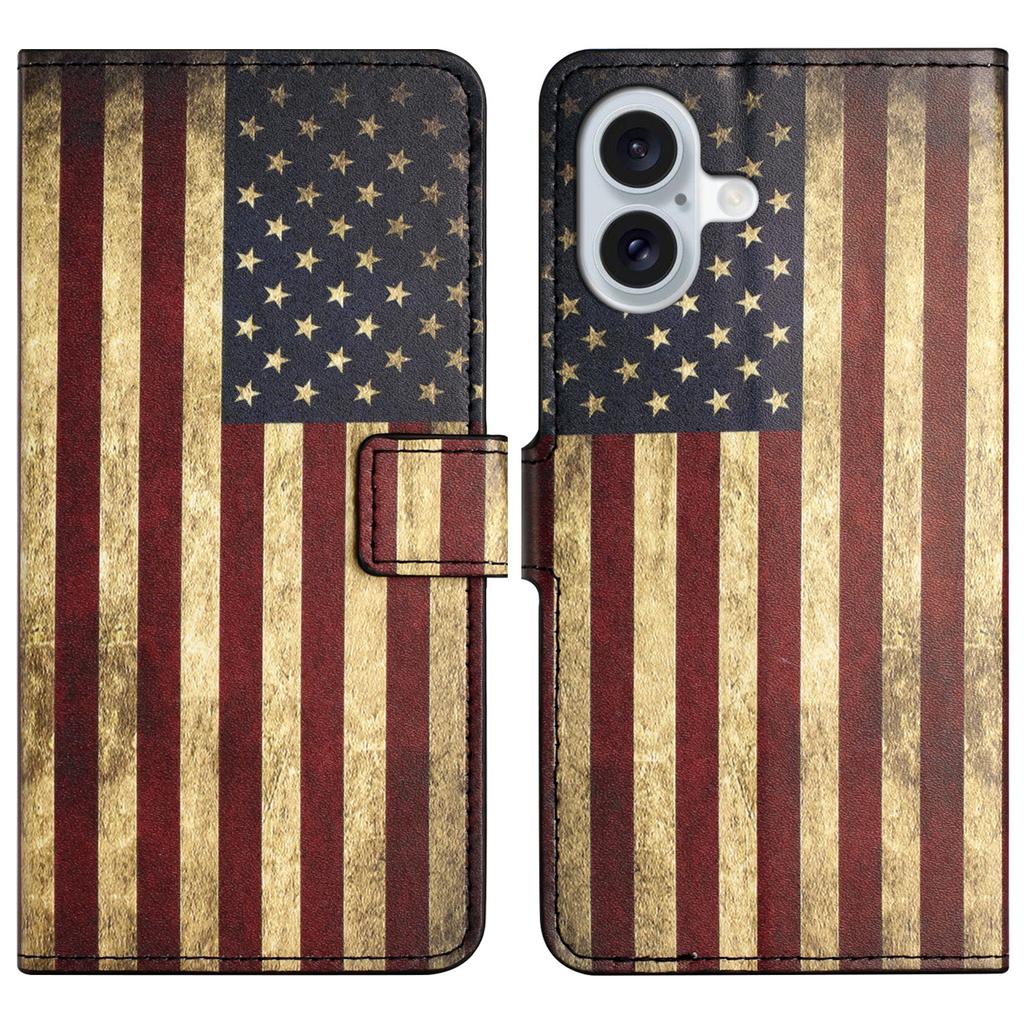 For iPhone 16 Plus Wallet Case Pattern Print PU Leather Flip Phone Cover
