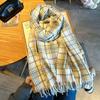 Women's Vintage Plaid -Like Scarf, Thickened Fringed Shawl for Autumn and Winter, High-End Warmth and Cold Protection