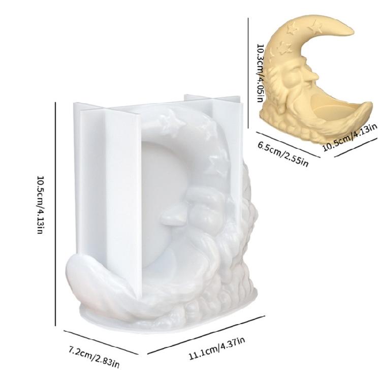 Santa Clause Moon Shaped Silicone Molds For Epoxy Resin Making Candle Tealight Holder Gypsum Ornament Christmas Gift