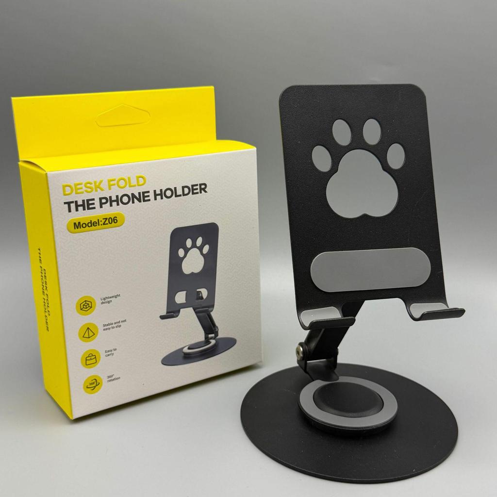 Cat Paw Metal Phone Holder: 360° Rotating Stand for Hands-Free Viewing & Streaming
