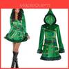 Liebliches Damen Weihnachtsbaum Kleid Langarm Hut Gürtel Outfit Weihnachtsgeschenk