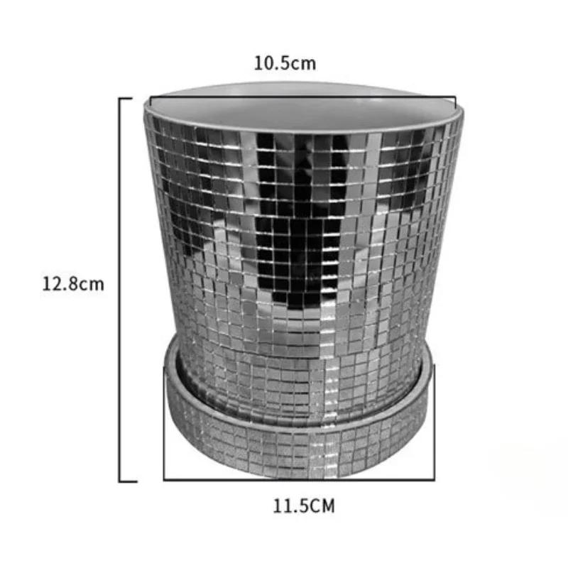 Disco Ball Planter Pot with Drainage Hole Ceramics Mirror Disco Ball Vase Plant Pot Flower Pot Flat Base Mirror Disco Ball Vase