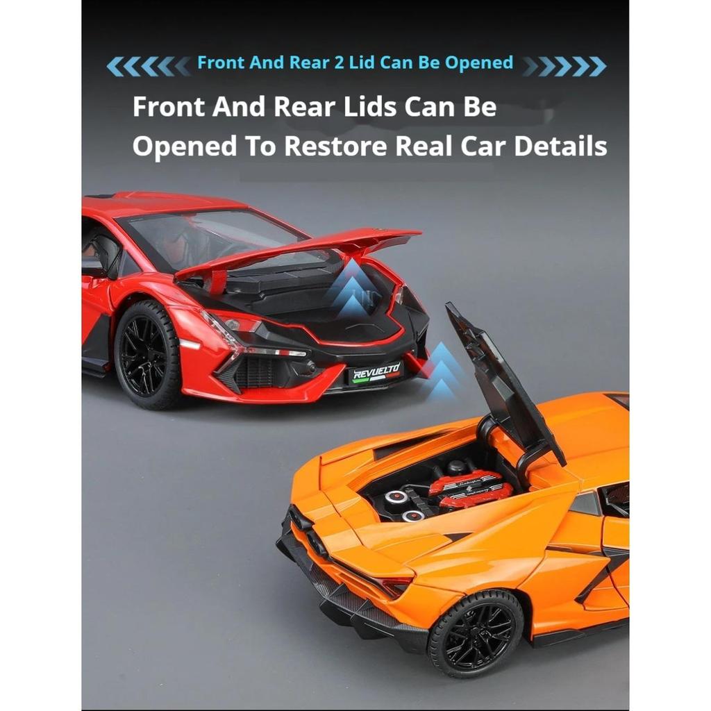 1/24 Lamborghini Revuelto Sports Car Toy Model Alloy Die Cast Four Wheel Suspension All Car Doors Can Be Opened Vehicle Models Collect Gifts