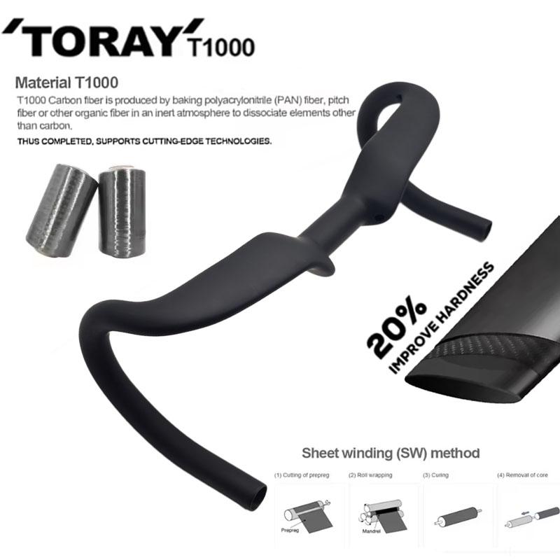 Bicycle handlebar T1000 full carbon fiber lift road handlebar raised 30mm gravel track internal routing design