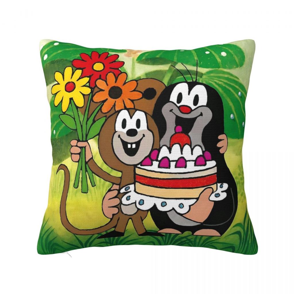Pillow Cover Classic Cartoon Little Mole Print Printed Cushion Cover Kawaii Pillow Case For Wedding Party Home Decor Pillowcases