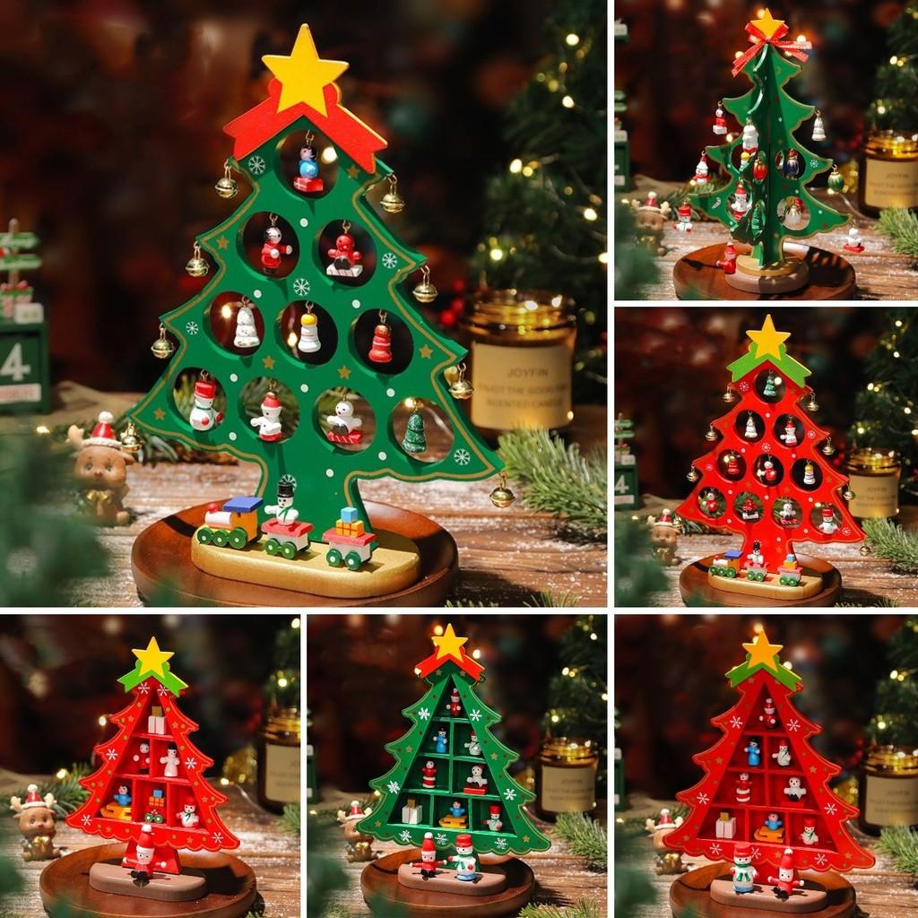 Mini Wooden Christmas Tree Festive Tabletop Decor For Holiday Home Decoration