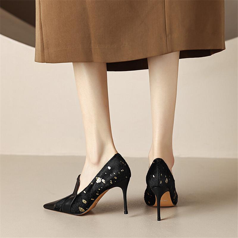 Fashion New Spring Summer Horsehair Women Shoes Fashion Pointed Toe Women Pumps High Heels Zapatos Mujer Stiletto Heels Ladies Shoes