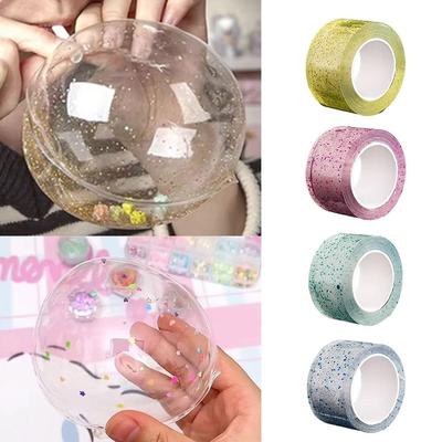 Colorful Glitter Adhesive Blowable Bubble Tapes Pinch Toy Making Double-Sided Adhesive Tapes