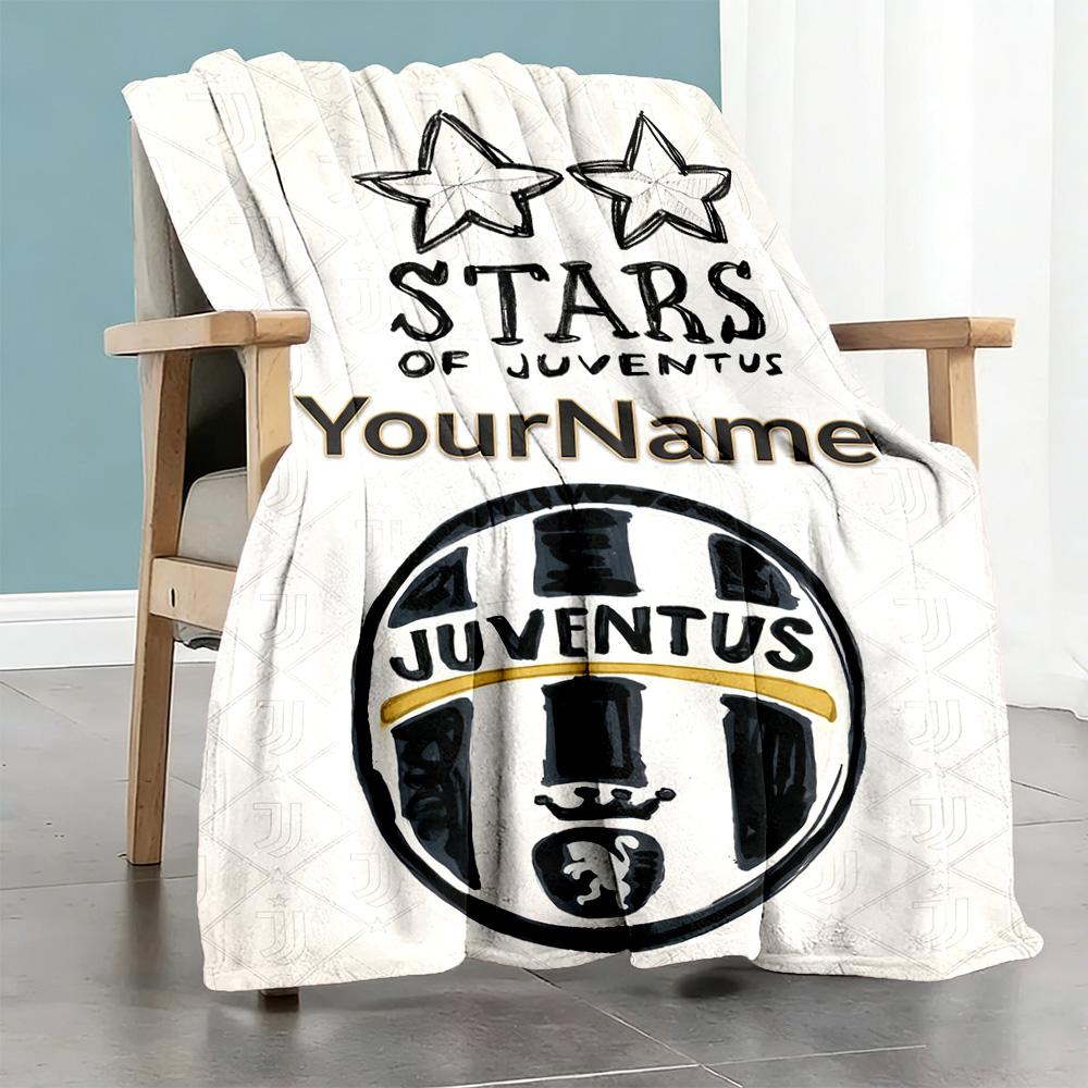 Juventus Customize Text Blanket Cozy Personalized Blanket Comfortable Versatile for Office Chair Seaside Couch Home Decor Four Seasons Universal