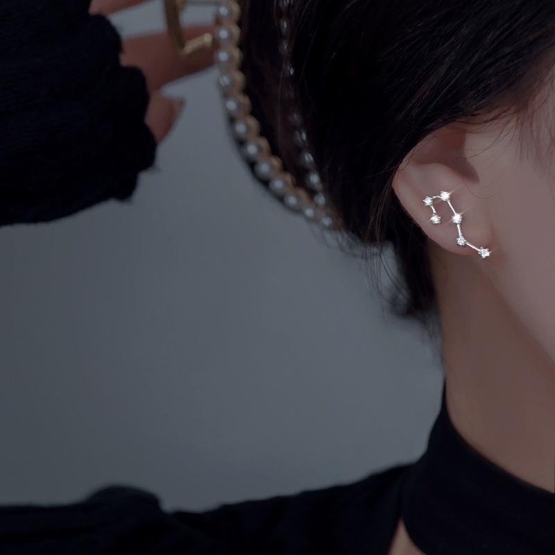 Korean Style Silver Color Asymmetric Star Long Tassel Fashion Zircon Drop Earring for Girl Women Birthday Gifts Wholesale