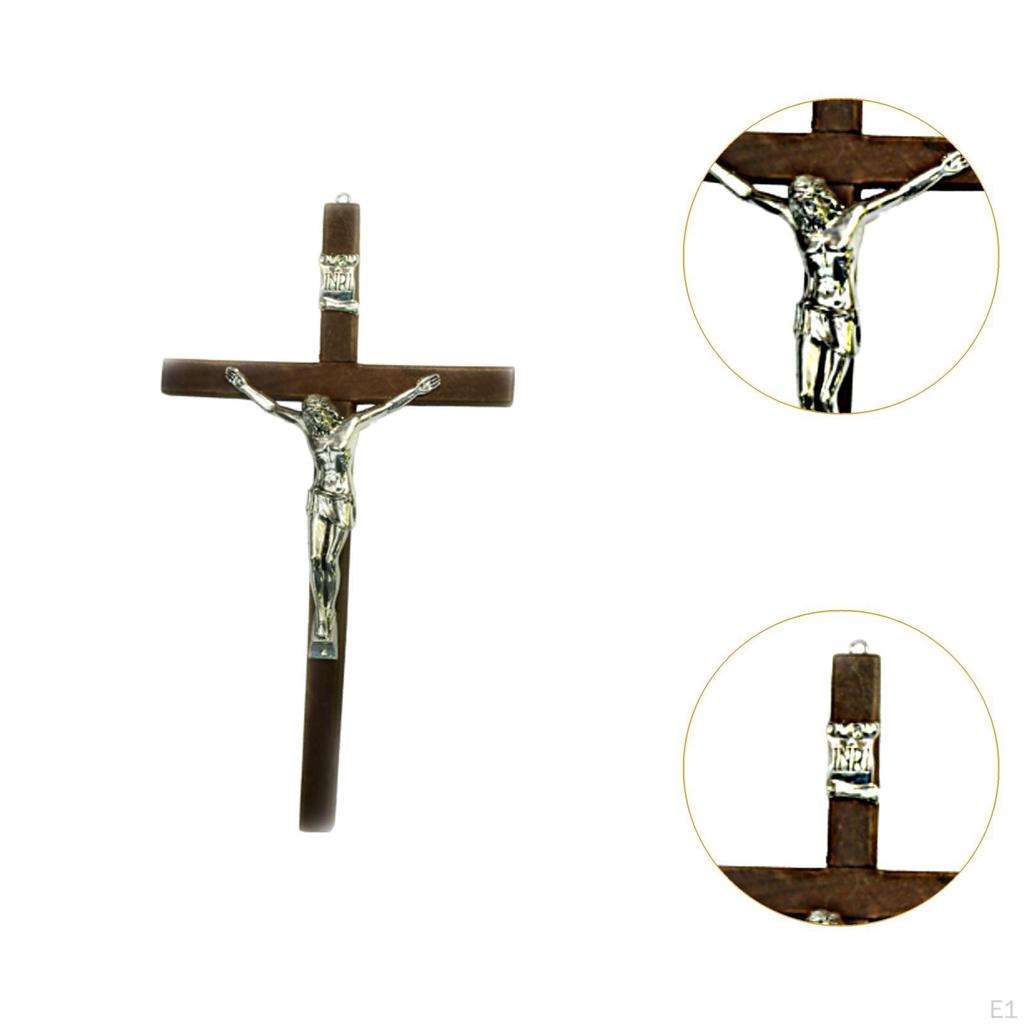 Wooden Wall Crucifix Cross Jesus Sculpture 12" Catholic Hanging Ornament for