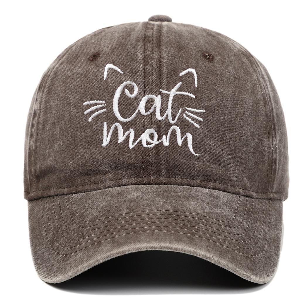 Katzen Mama Vintage Gewaschene Baseballkappe, Niedliche Katzenmotiv Verstellbare Dad Hat, Lässiger Sonnenhut für Katzenliebhaber Frauen Männer