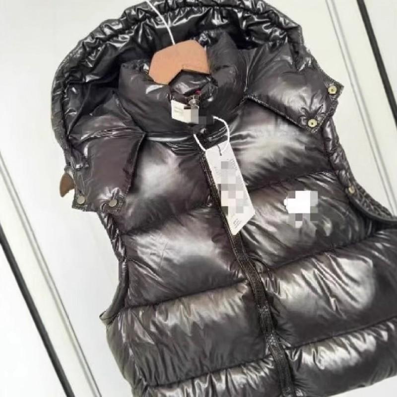 Unisex Thick Cotton Puffer Vest With Detachable Hood Stand Collar Winter Warm Sleeveless Jacket Men Women