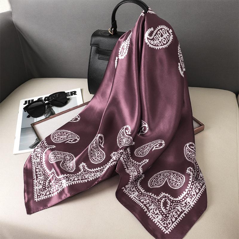 90x90cm Square Scarf for Women Head Shawls and Wraps Luxury Print Neck Scarves Hijab Bandana