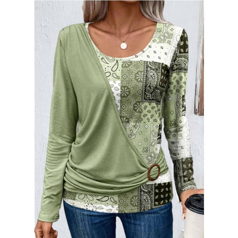 BITCED Damen Mode Freizeit Herbst Winter Langarm O-Ausschnitt Blusen & Hemden