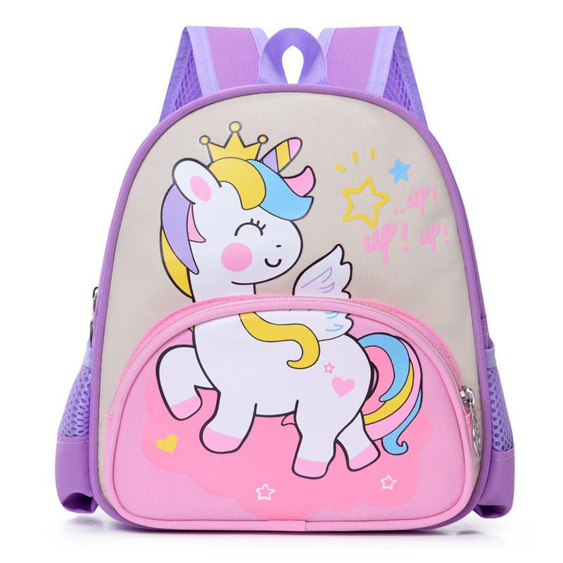 Cute Breathable Cartoon Double Shoulder Bag For Kids Comfortable Oxford Fabric