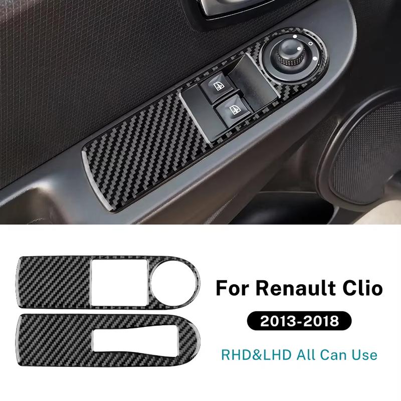 Real Soft Carbon Fiber Sticker LHD RHD For Renault Clio 3 2013 2014 2015 2016 2017 2018 Car Front Window Lift Frame Interior
