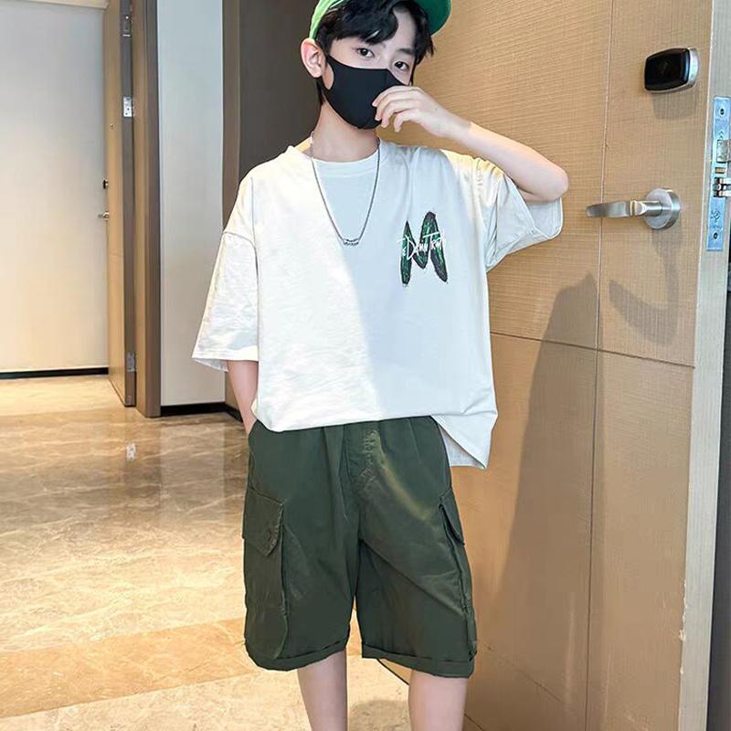 Youth boys' clothing, summer letter short sleeved T-shirt, children's cool casual wear