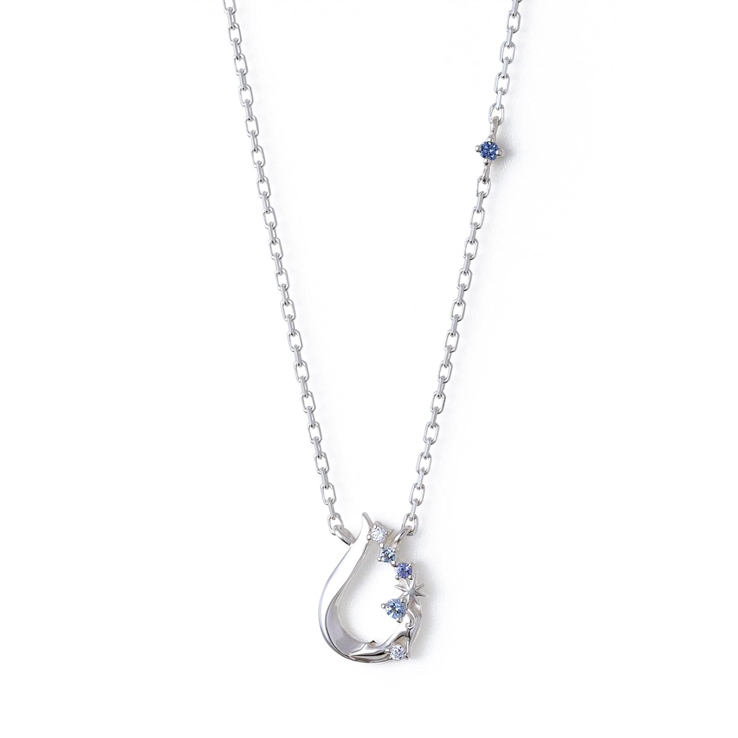 

KISS DI-BDSN500SP Disney Collection Cinderella September Sapphire Original Box Message Card Princess Silver Womens Necklace Birthstone