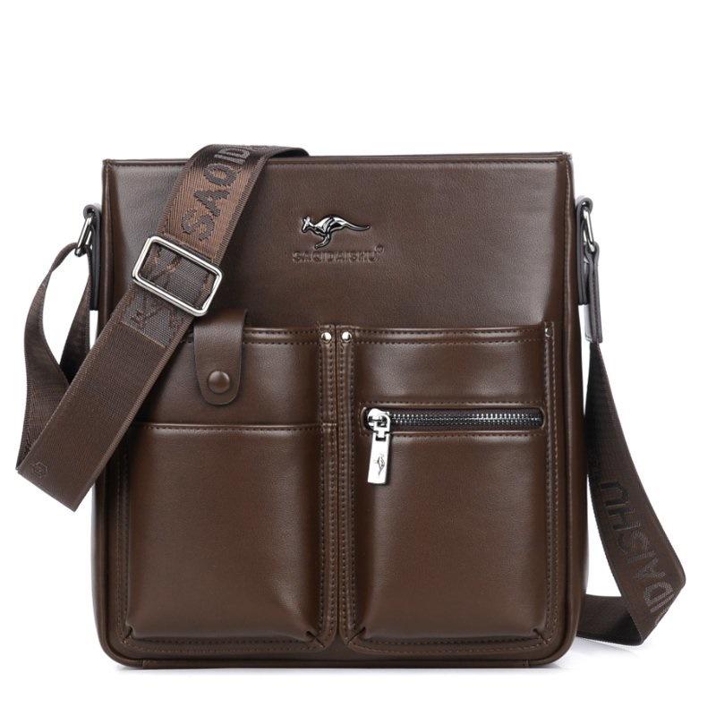 

Новая мужская сумка на одно плечо, сумка через плечо из искусственной кожи, большая вместительная сумка на одно плечо, деловая сумка через плечо для отдыха, многофункциональная мужская сумка коричневый