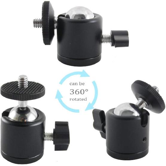 EXMAX 360 Degree Swivel Mini Tripod Ball Head with 1/4” Screw Thread Base for DSLR Camera Camcorder LED Light Tripod Monopod Bracket Compatible