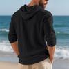 Men's Loose Hooded Henley Long Sleeve Casual Shirt.