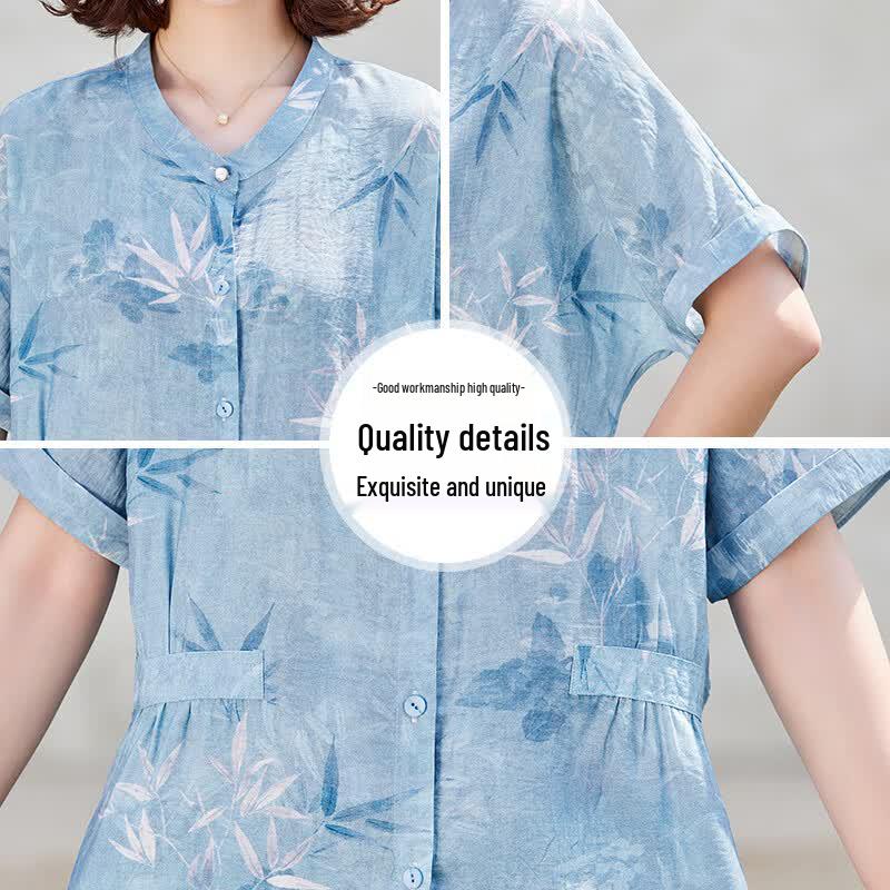 Hodo Women's Summer Two-Piece Shirt & Wide-Leg Pants Set