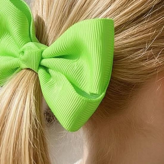 Bow Hairpin Safety Alloy Hair Clip with Burr-Free Metal Spring Double-Layer Threaded Webbing Bow Kids Non-Slip Hair Accessory