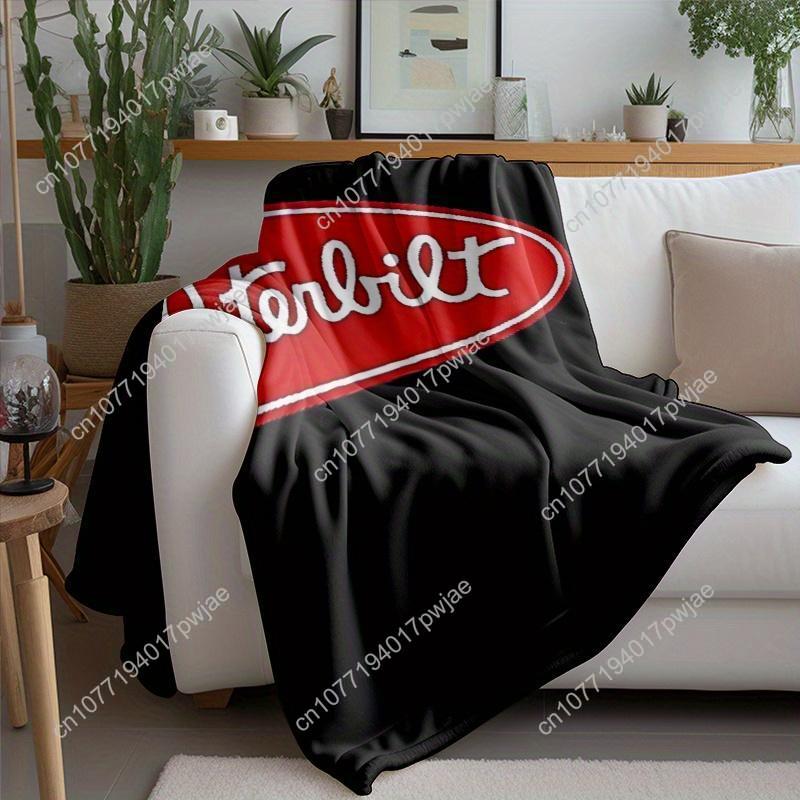Heavy-Duty for PETERBILT Logo Throw Blanket Trucking Industry Design All-Season Soft Polyester Flannel-like Blanket for Campi